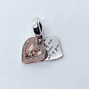 Pandora Sterling Silver & Rose Gold Tone Cz Sparkling Freehand Heart Charm
